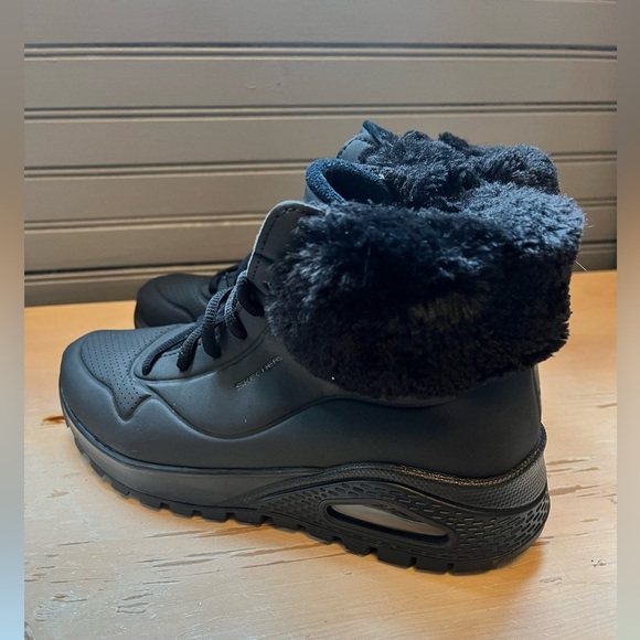 Skechers Uno Rugged Fall Air Black Winter Booties Women’s Sz 7.5 - Picture 4 of 11